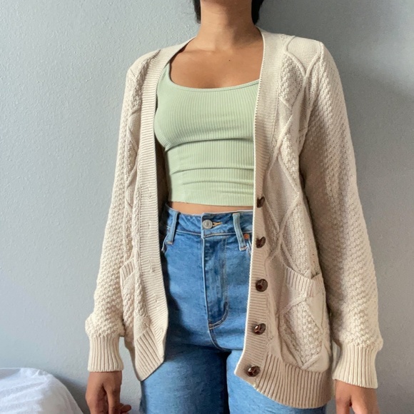 BDG Sweaters - BDG beige knit cardigan
